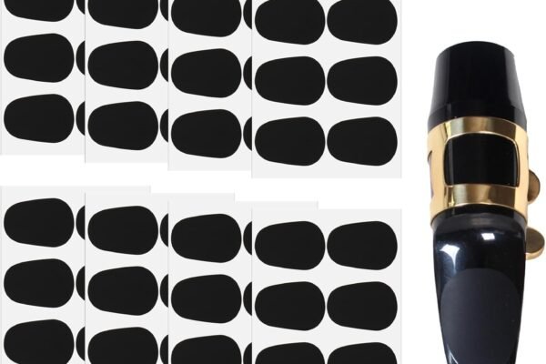 ZOCONE 64 piezas Parches de Boquilla Clarinete 0,8 mm Almohadillas de Boquilla para Saxofón, Almohadillas Boquilla Saxo Tenor y Alto Compensador Clarinete, Parches para Boquilla para Saxofón (Negro)