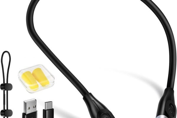 Lampara Lectura Flexible llevó 3 Colores, 3 Niveles de Iluminación, Cuello luz Recargables, Libros Cama, 4 LED, Manos Libres de Abrazo para Leer, Tejer, Reparar