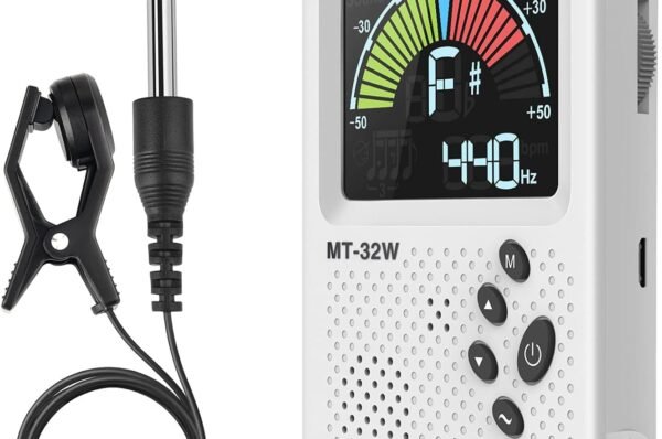 Metrónomo Afinador de Guitarra, LEKATO Afinador de Guitarra Recargable 3 en 1 Metrónomo Digital con Ritmo de Voz Humana, Pantalla de Color LED Afinado